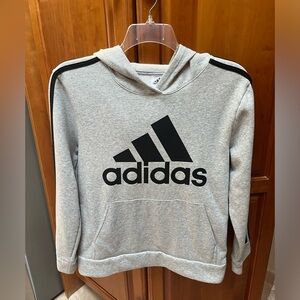 NWOT Adidas boys hoodie grey with black logo size 14/16